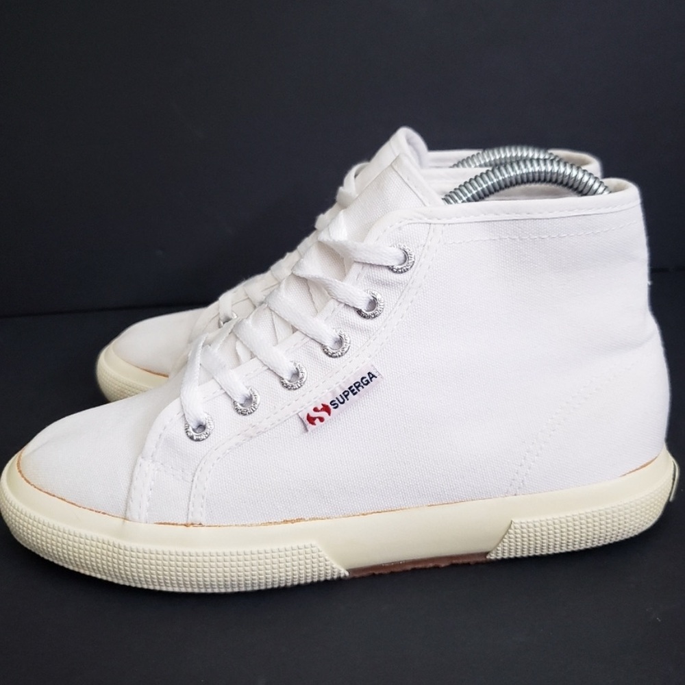 Superga Cotu White Canvas High Top Sneakers Shoes Womens Size 6